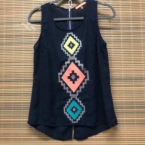 Aztec Print Sleeveless Top